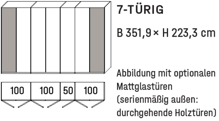 6107 | 7-türig, B 351,9 cm 