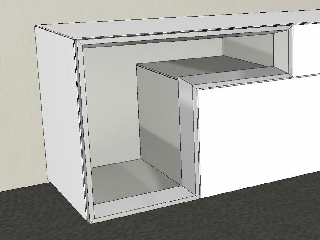 Aluminiumrahmen silberfarbig und Innenkorpus aus satiniertem Spiegelglas