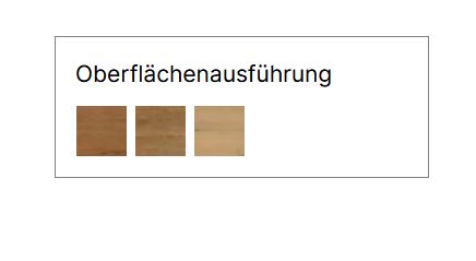 Farbmuster von verschiedenen Holzoberflächen in Tabellenform von Hasena