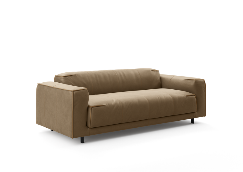 Modernes braunes Ledersofa mit klaren Linien und minimalistischem Design
