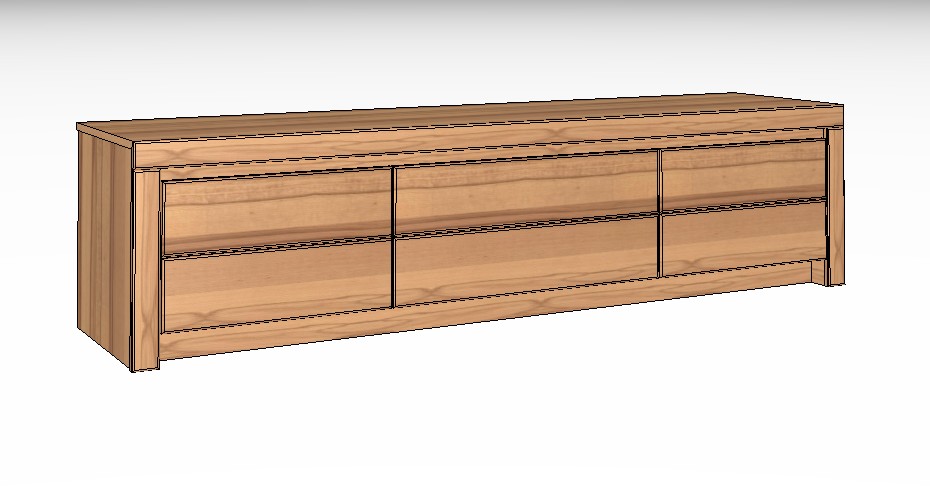 braunes Lowboard vor weißem Hintergrund