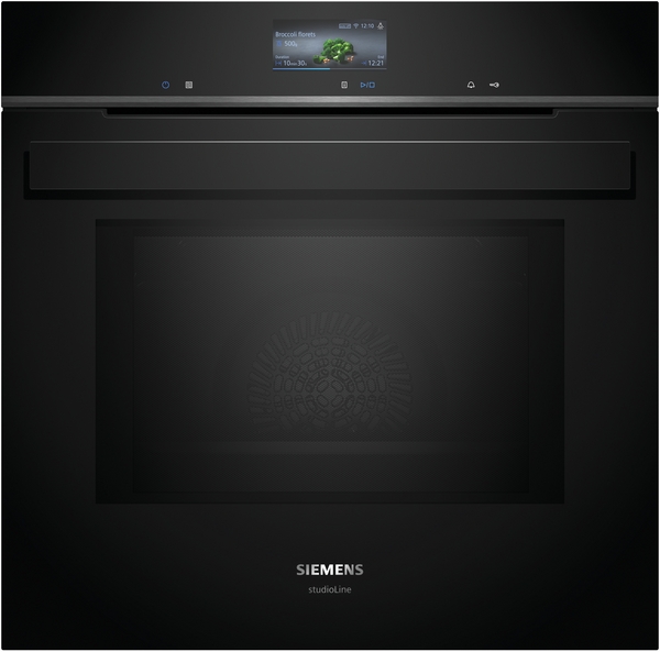 Siemens studioLine iQ700 Einbau-Backofen mit Mikrowellenfunktion (60 x 60 cm) INKL. 5 JAHRE GARANTIE | HM936GCB1 Schwarzer Siemens studioLine Backofen mit digitalem Display und moderner Steuerung