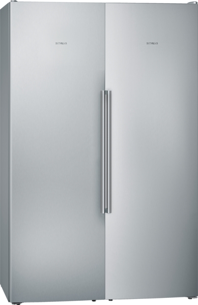 Moderner Side-by-Side Kühlschrank mit Edelstahloberfläche und zwei Türen