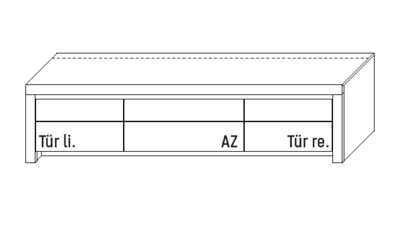 Illustration eines Lowboards vor weißem Hintergrund