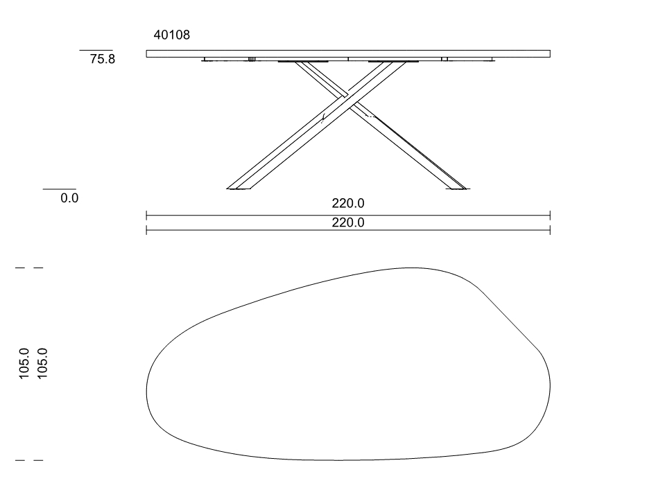 40108 | ET-CHI220: 2200 mm lang, 1050 mm breit 