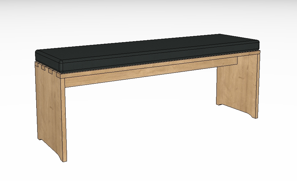 Wöstmann WSM 4300 - Sitzbank mit Bankkissen (1481) | Wildeiche massiv | B: 120,0 cm Holzbank mit schwarzem Polsteraufsatz, minimalistisches Design