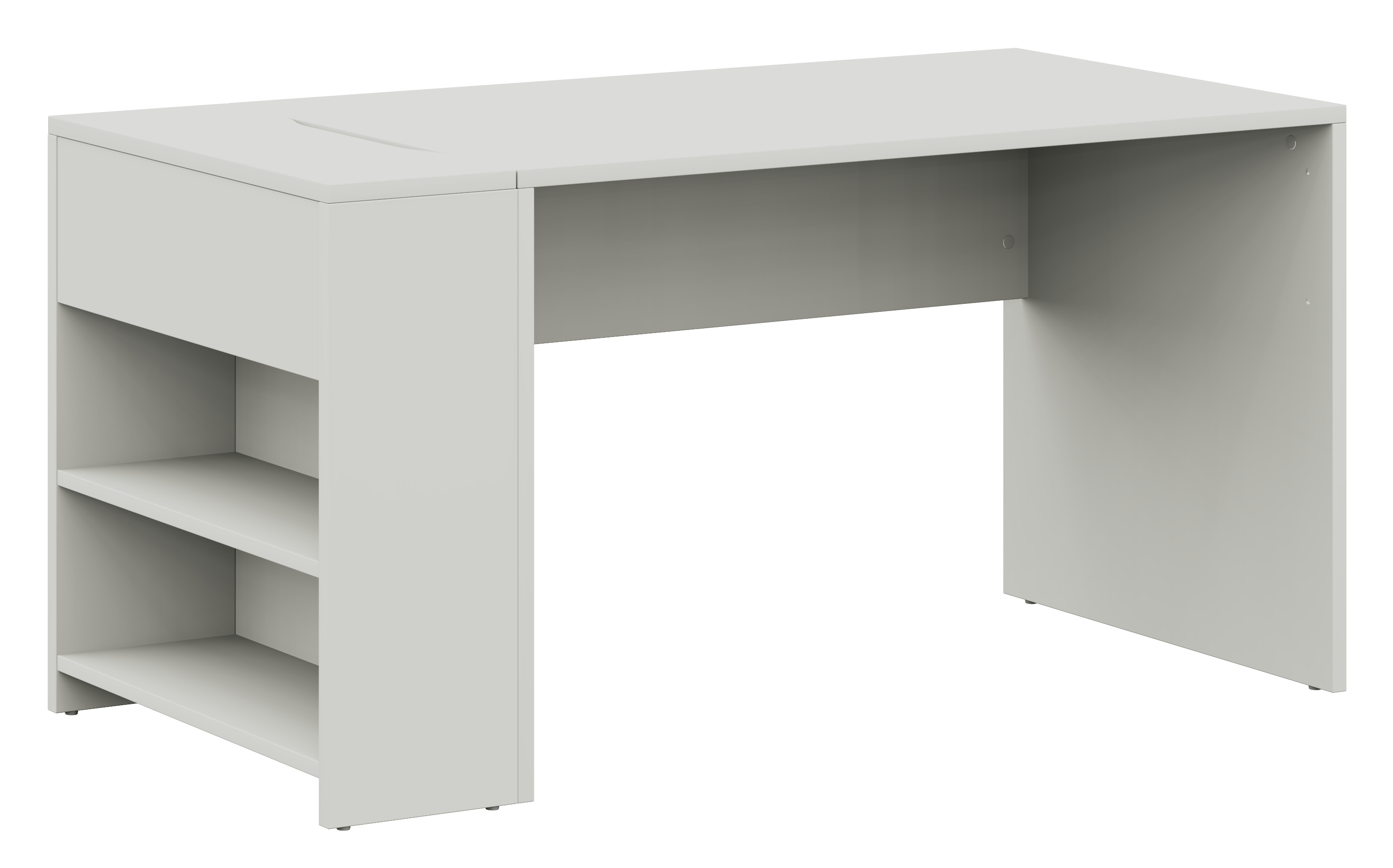 Röhr Bush. cocoon - Schreibtisch mit Anbauregal | B: 187,0 cm | weiß Weißer Schreibtisch mit seitlichen Regalfächern in modernem Design
