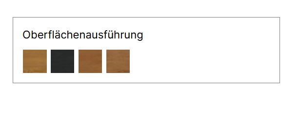 Farbmuster von verschiedenen Holzoberflächen in Tabellenform von Hasena