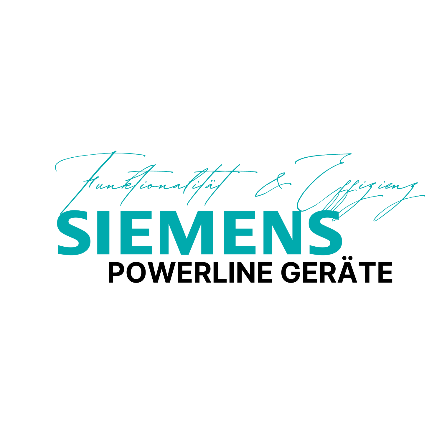 Logo von Siemens Powerline Geräten mit den Worten Funktionalität und Effizienz