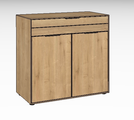 Wöstmann WSM 4300 - Kommode (2950), 1 Schubkasten, 2 Türen | Wildeiche massiv | B: 91,9 cm | konfigurierbar Holzschrank mit zwei Türen und einer Schublade, minimalistisch und modern gestaltet