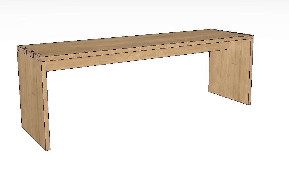 Wöstmann WSM 1600 - Sitzbank (1480) | Wildeiche massiv | B: 120,0 cm Schlichter, moderner Holztisch mit hellbrauner Oberfläche und Kantenverbindung