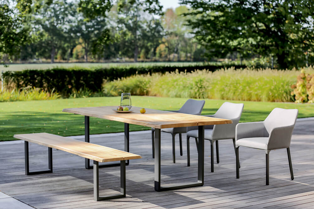 Niehoff Garden. Solid | T2G1 | Tisch | 280 x 95 cm | Profilkufe Edelstahl/Teak gebürstet Niehoff Garden. Solid | T2G1 | Tisch | 280 x 95 cm | Profilkufe Edelstahl/Teak gebürstet