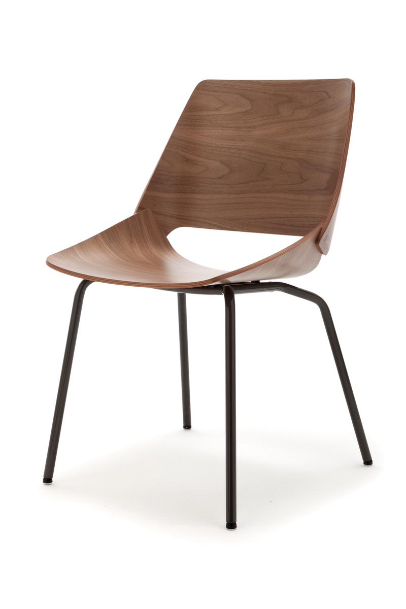 Rolf Benz 650 - Stuhl | Vierfuß Metall Moderner Stuhl mit Holzsitzfläche und Metallbeinen