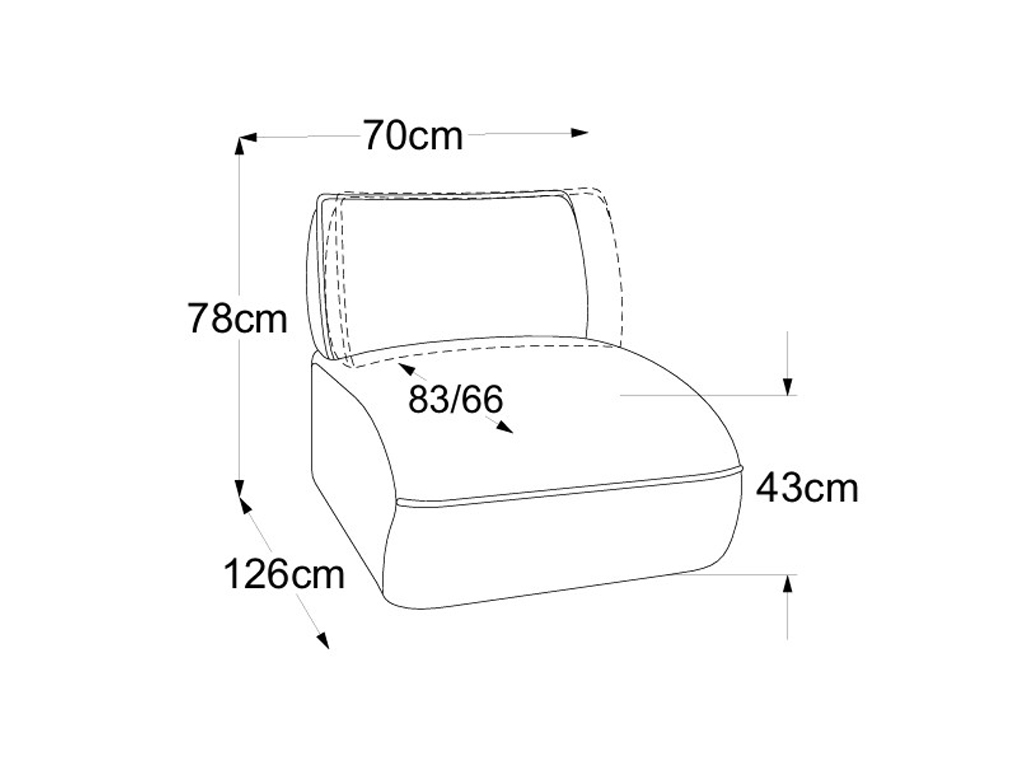 designwerk Fluffy - Element 70 ohne Armteil | B: 70 cm | mit Rückenverstellung | D073118