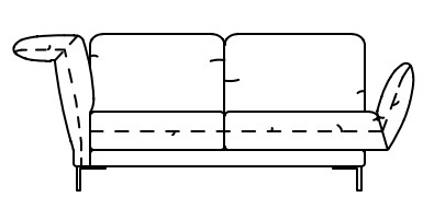 Illustration eines Sofaelements vor weißem Hintergrund freistil Rolf Benz 140