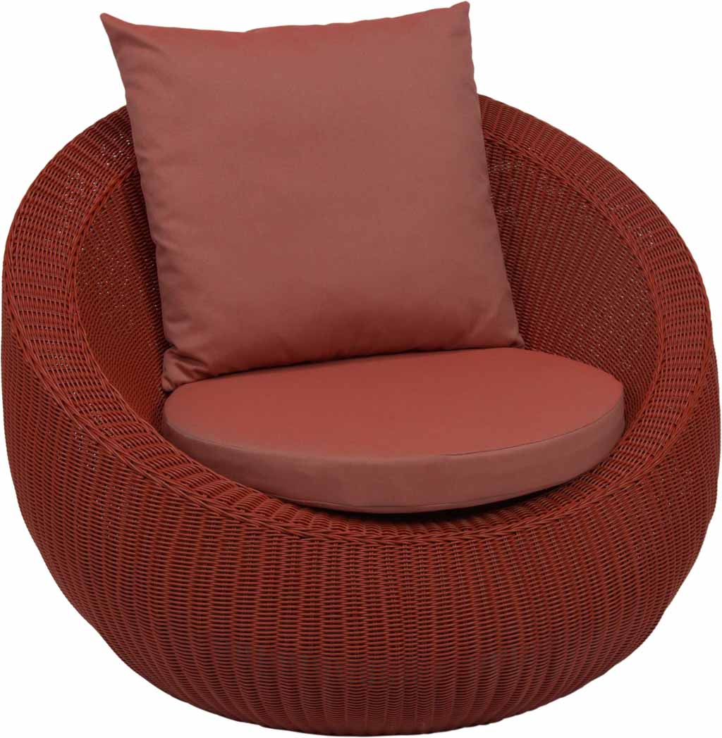 Stern. Anny | Loungesessel | Geflecht rot / Sitz­ und Rückenkissen cherry