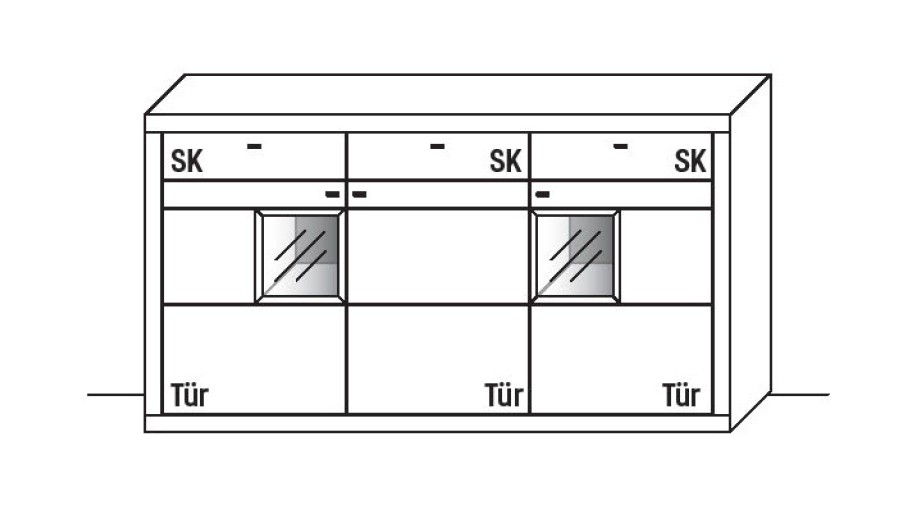 Illustration eines Highboards vor weißem Hintergrund