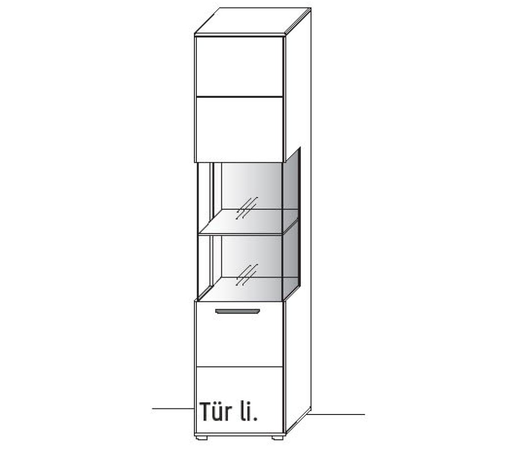 Illustration einer Vitrine vor weißem Hintergrund