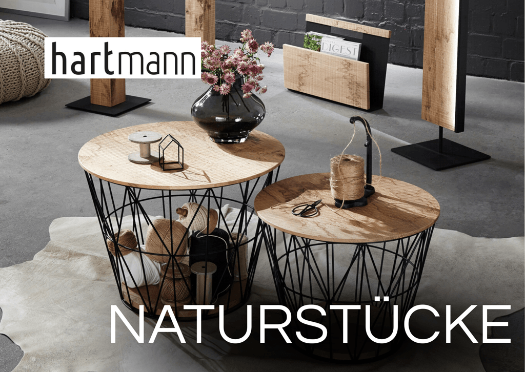 Couchtisch Körbe aus schwarzem Metall und Massivholz Tischplatte rund