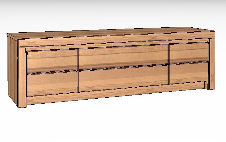 braunes Lowboard vor weißem Hintergrund