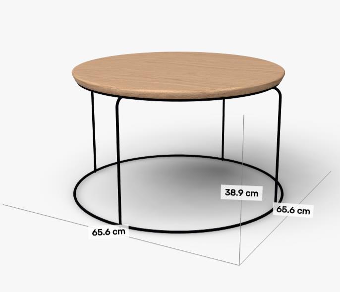 Gestell: RAL 9005 Tiefschwarz | Tischplatte: Eiche massiv natur (Type 151-500)