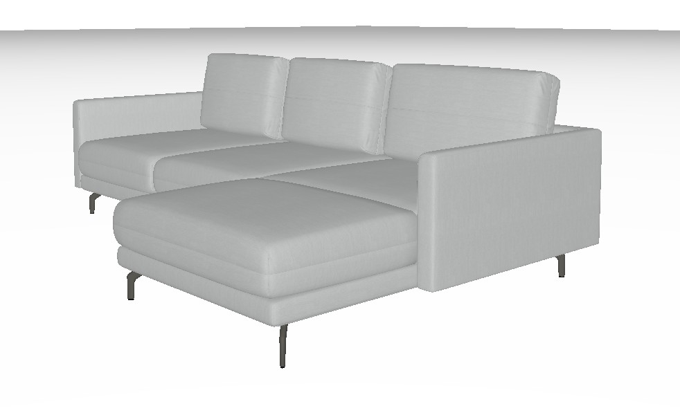 graues Ecksofa vor weißem hintergrund