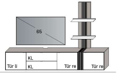 Illustration einer Wohnwand vor weißem Hintergrund
