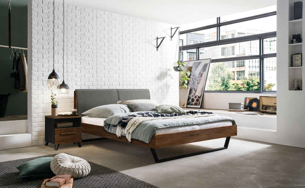 Hasena - Trento Bett Pietro | Rahmen Trento 16 | Polsterkopfteil | Metallkufen Glyd | konfigurierbar