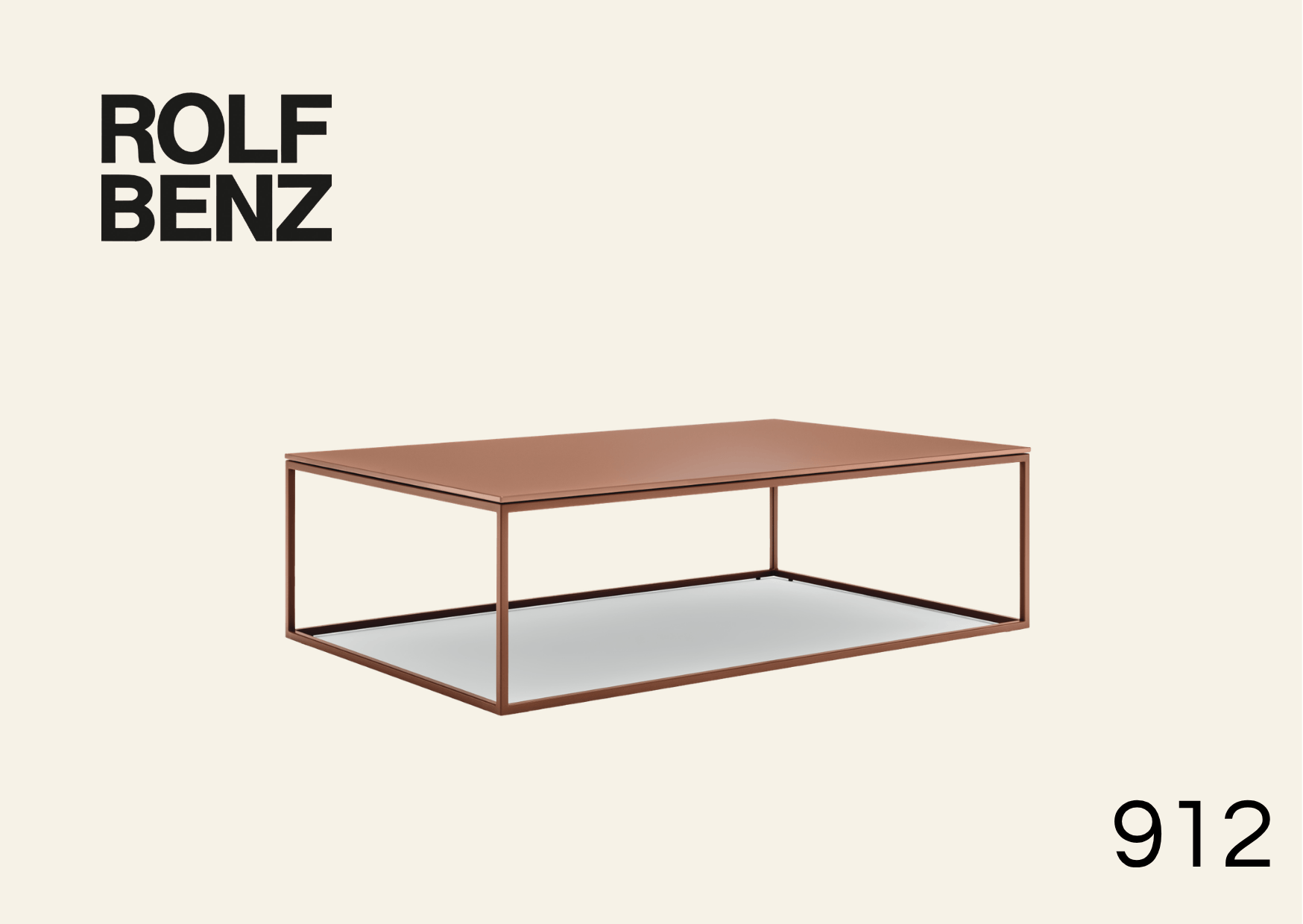 rechteckiger Couchtisch. Aufschrift: Rolf Benz 912.