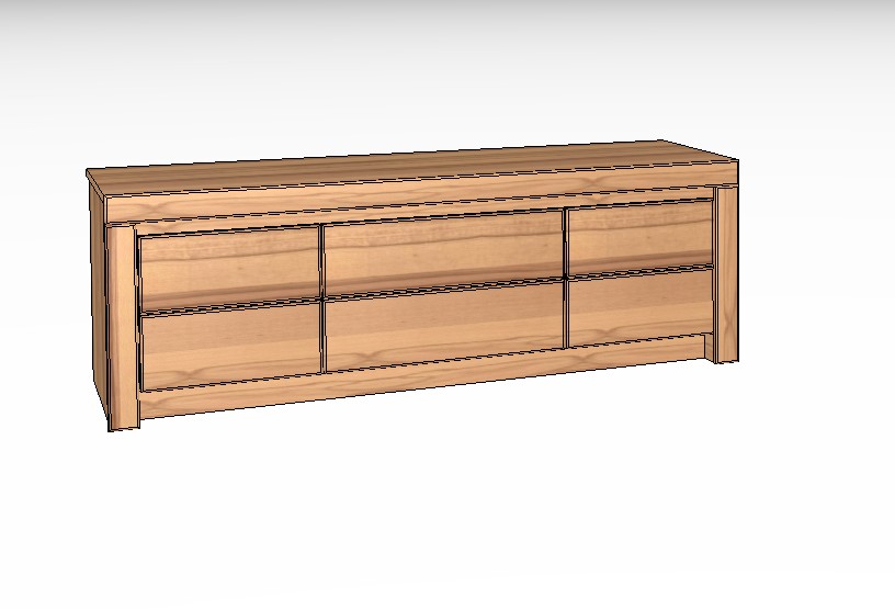 braunes Lowboard vor weißem Hintergrund