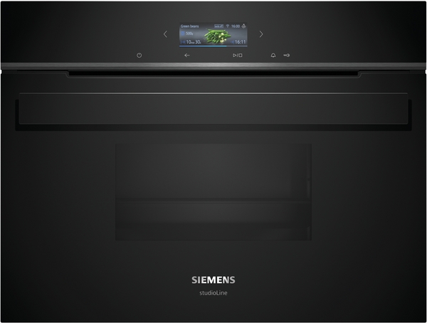 Siemens studioLine - Dampfgarer iQ700 (60x45 cm) INKL. 5 JAHRE GARANTIE | CD914GXB1 Schwarzer Siemens studioLine Einbau-Backofen mit digitalem Display