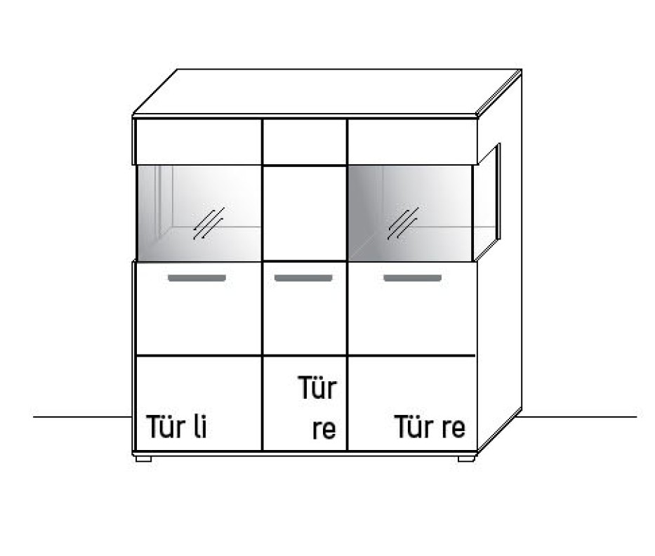 Illustration eines Highboards vor weißem Hintergrund