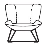 Illustration eines Sessels mit Gestell vor weißem Hintergrund