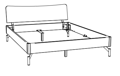 Illustration eines Holzbettes mit Kopfteil