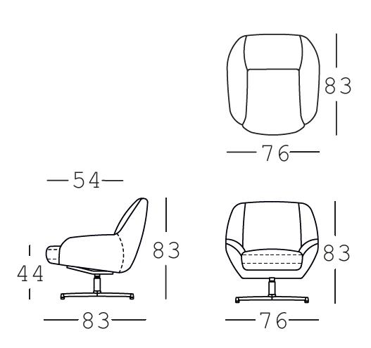 freistil 138 | Sessel mit Kreuzfuß | B: 83 cm