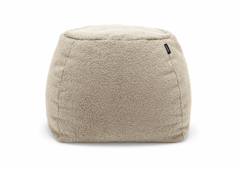 freistil Rolf Benz 173 - Pouf rund | Teddy Edition | 6532 steingrau Quadratischer, beiger Sitzpouf aus flauschigem Teddy-Stoff