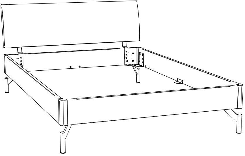 HA.5110.5505.7434 Hasena -  Lounge Bett Broni | Polsterkopfteil Lecco | Metallfuß Tondino | versch. Größen & Farben konfigurierbar