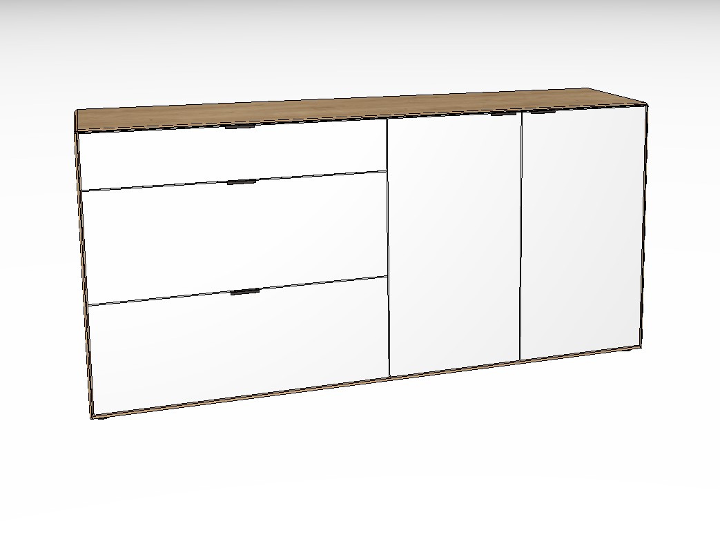 weiß braunes Sideboards vor weißem Hintergrund