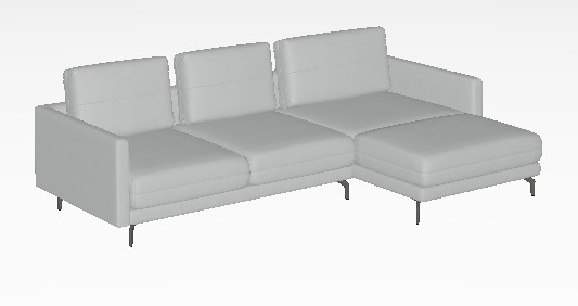 graues Ecksofa vor weißem hintergrund
