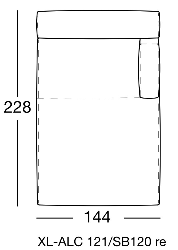 freistil Rolf Benz 121 - XL-Abschluss-Longchair rechts | B: 144 cm | XL-ALC 121/SB120 re