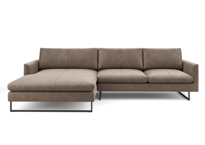 Modernes braunes Ledersofa mit Eckteil, ideal für stilvolle Wohnzimmer