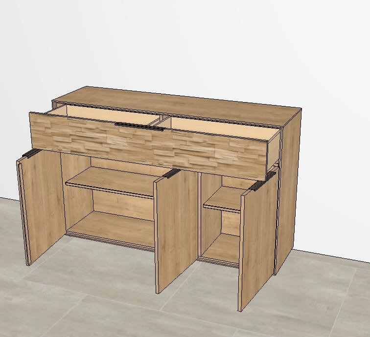 Kommode Wildeiche massiv mit Spaltholzakzent WSM 2800 Wöstmann