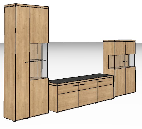 Wöstmann WM 2520 - Wohnwand | Type 0016/0116 | B: 380,7 cm | Wildeiche massiv, Keramik