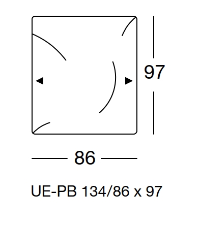 freistil Rolf Benz 134 - Übertiefe Polsterbank | B: 86 cm | UE-PB-134/86 x 97 Maßzeichnung eines Sofaelement vor weißem Hintergrund freistil Rolf Benz 134