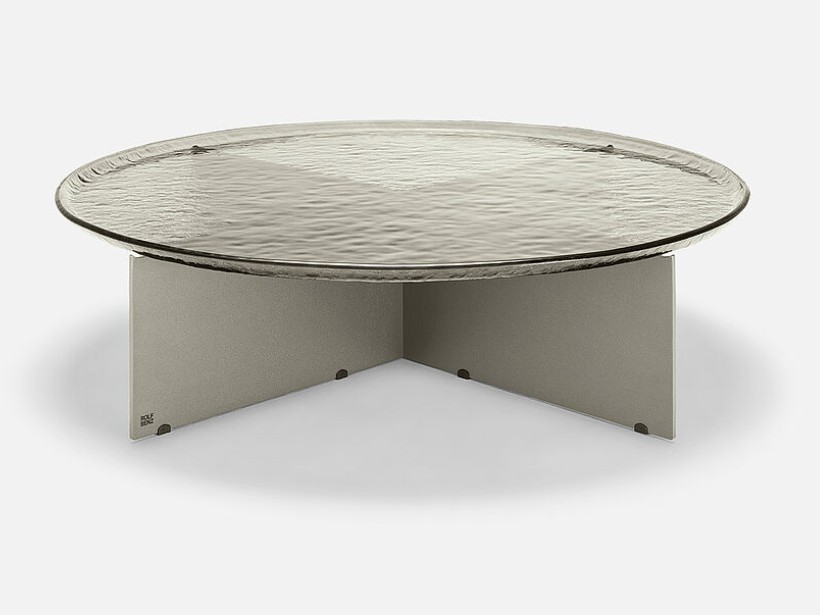 Couchtisch Rolf Benz 970 in grauer Farbe mit Glastischplatte
