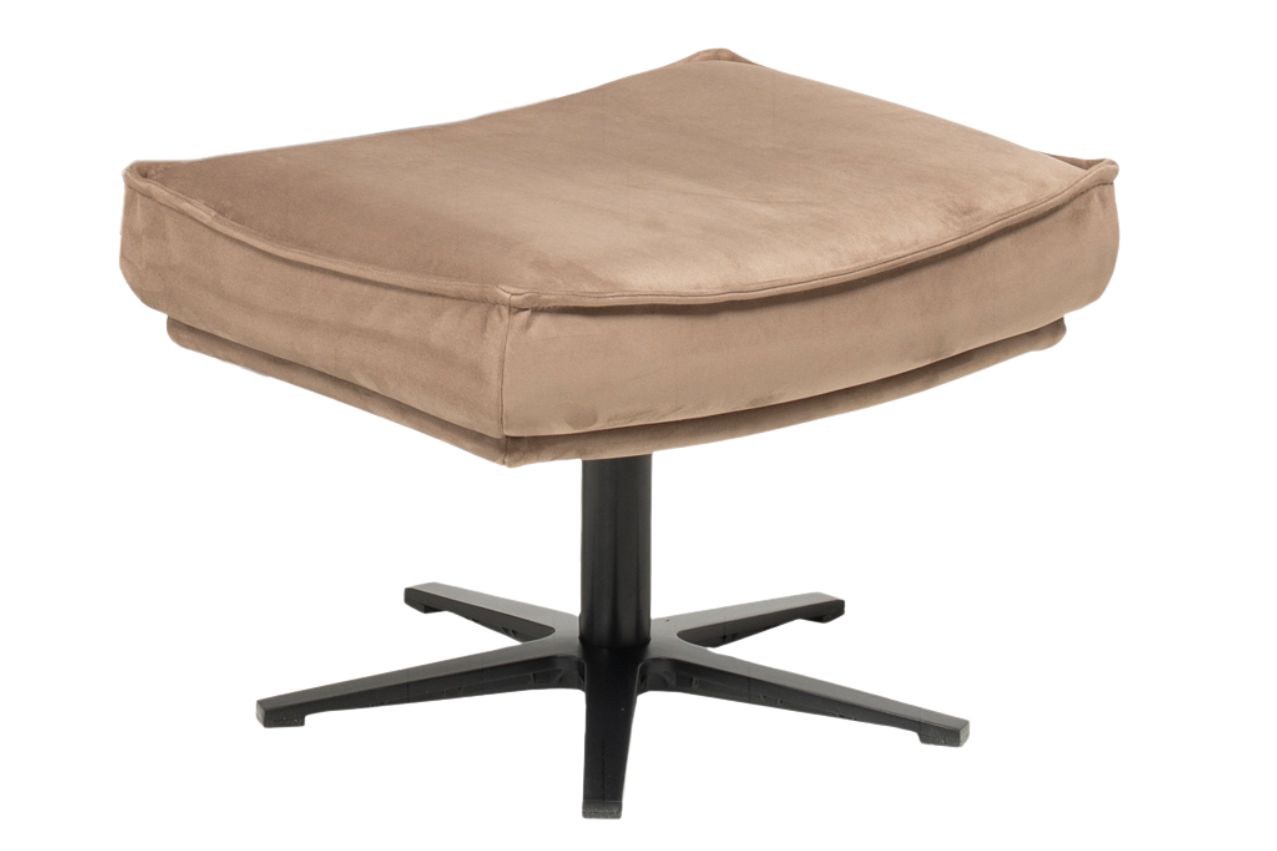 designwerk Eden - Hocker Polsterhocker in hellbraunem Stoffbezug