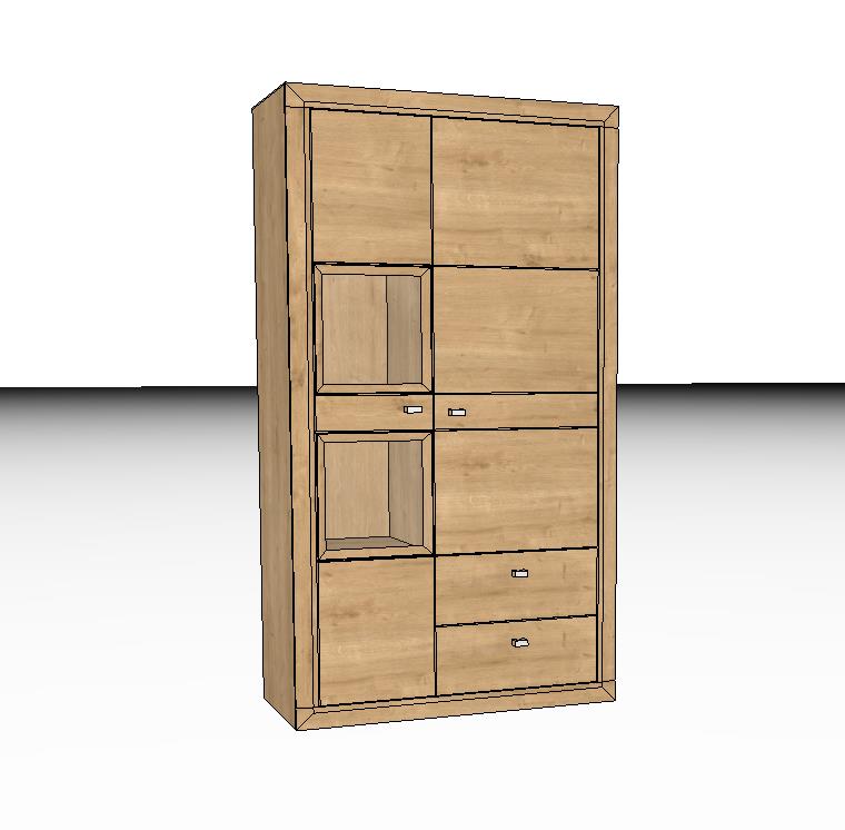Wöstmann Aurum - Schrank mit Schubkasten | Type 4973/4974 | Wildeiche massiv | B: 92,2 cm | konfigurierbar Ein moderner Holzschrank mit mehreren Fächern und Schubladen, geeignet für vielseitige Aufbewahrungslösungen.