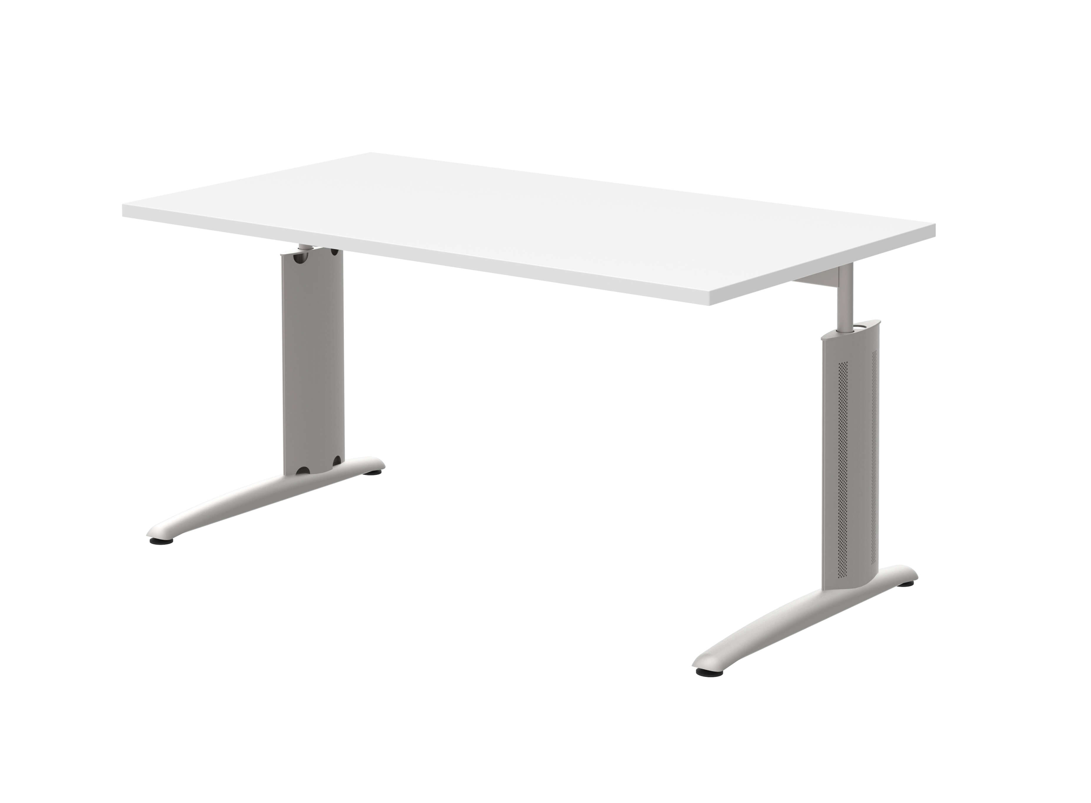 Röhr Bush techno - Schreibtisch | B: 160,0 cm |  höhenverstellbar Moderner Büroschreibtisch mit weißer Oberfläche und grauem Gestell aus Metall
