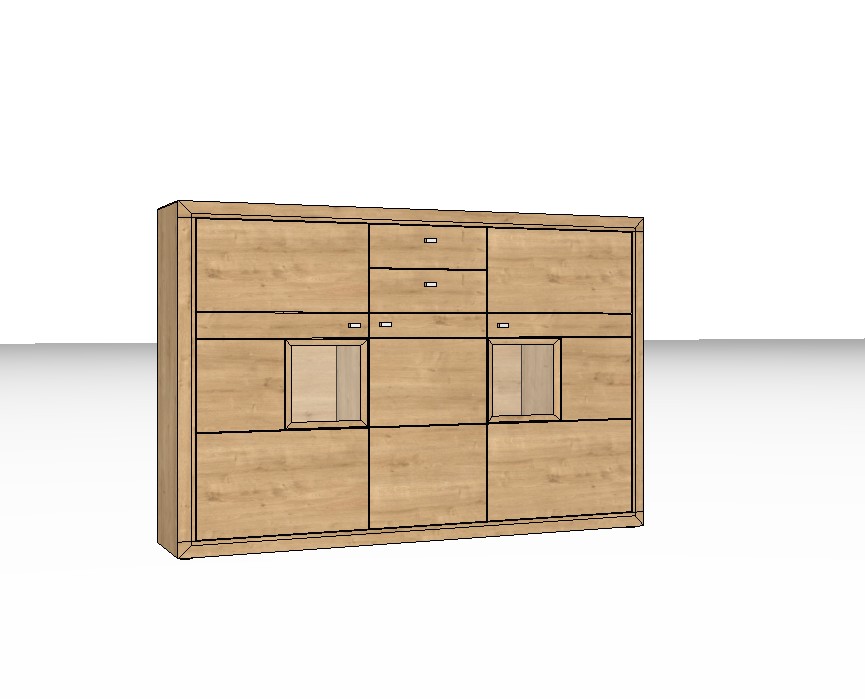 braunes Highboard vor weißem Hintergrund