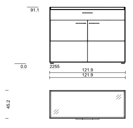 Wöstmann WM 2520 - Sideboard |  Type 2255 | B: 121,9  cm | Wildeiche massiv, Keramik
